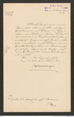 k.k. naturhistorisches Hofmuseum, Intendanzakten 1885-1896 (Hauer), Aktenzahl Z.19/1894, Seite 1